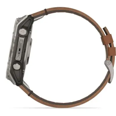 Garmin Fenix 8 Amoled 51mm Verre Sapphire lunette titane bracelet cuir marron + silicone noir 010-02905-40 — photo 4