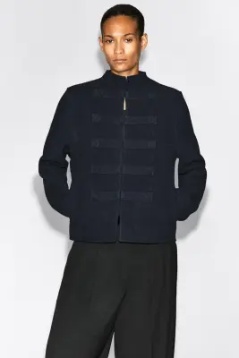 VESTE OFFICIER EN LAINE DOUBLE FACE - BLEU MARINE — photo 3