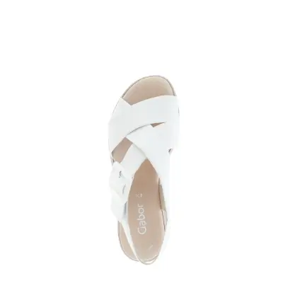 Sandales Gabor 64.572.20 Blanches - Cuir Talon Plat Grande Pointure Femme — photo 4