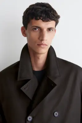 VESTE TRENCH-COAT COURTE EN NYLON TECHNIQUE - BRUN FONCÉ — photo 3