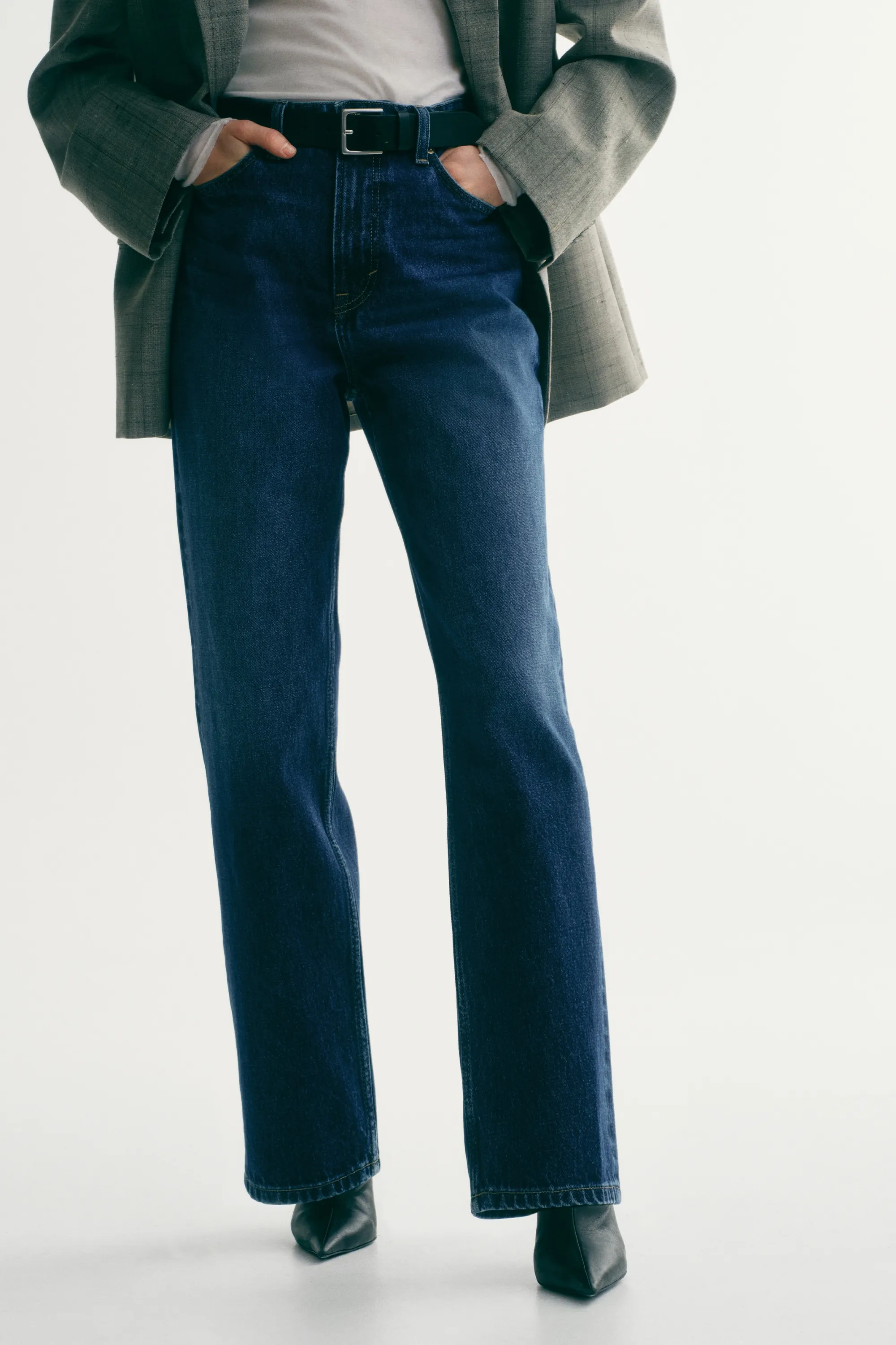 Straight High Jeans - Bleu denim foncé