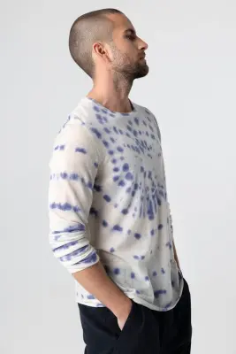 Pull Blue Moon Tie-dye Col Rond Manches Longues en Cachemire — photo 3