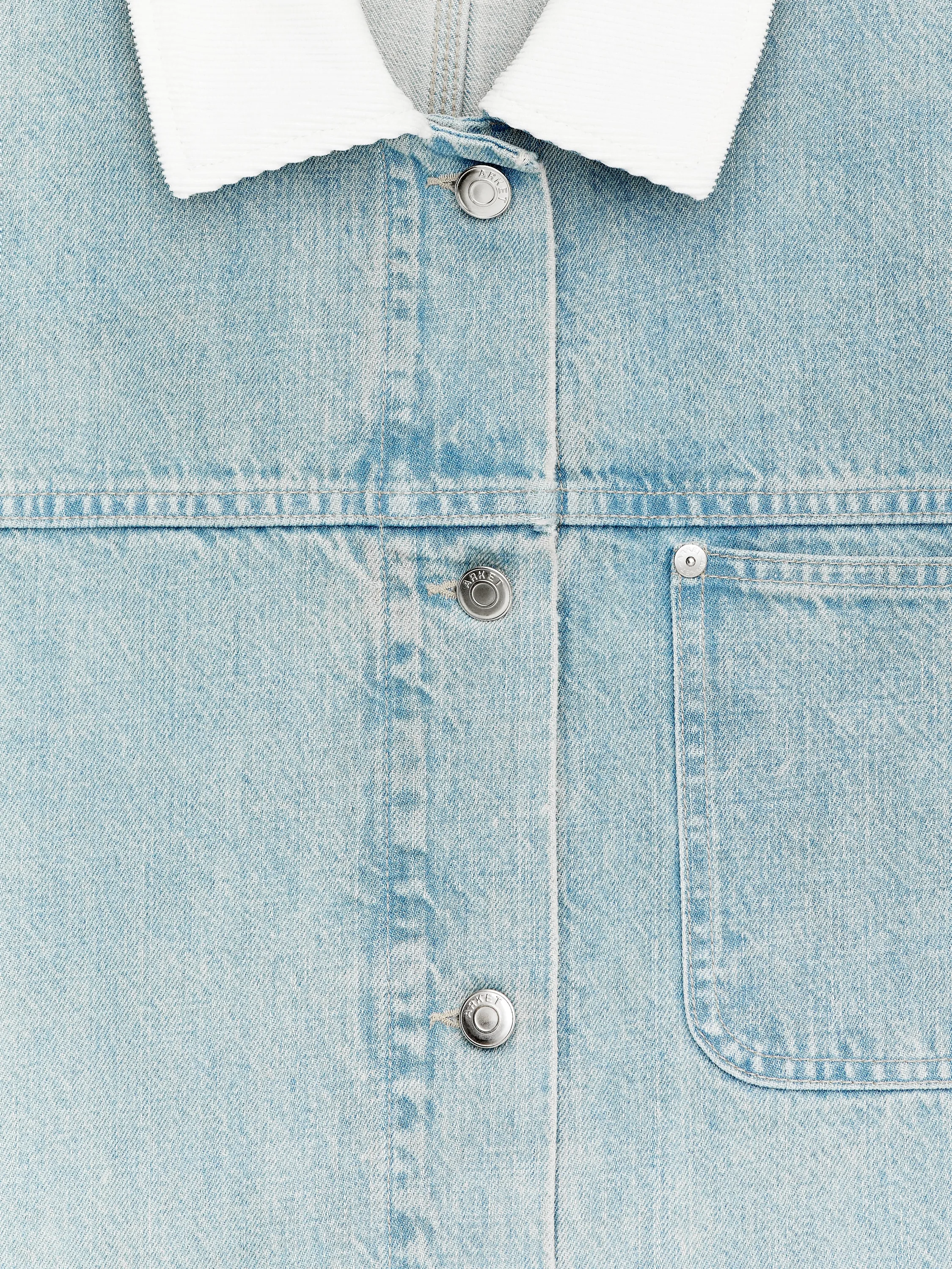Veste en jean à col en velours côtelé - Bleu