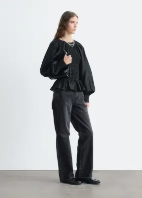 Blouse à smocks - Noir — photo 4