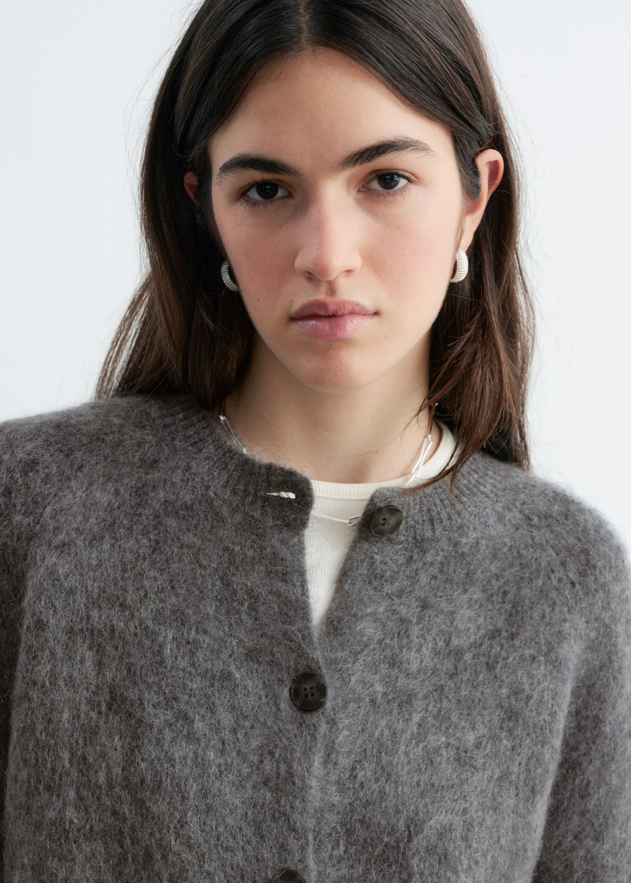 Cardigan en mohair mélangé - Gris foncé
