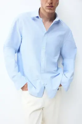 Chemise Oxford Regular Fit - Bleu clair — photo 2