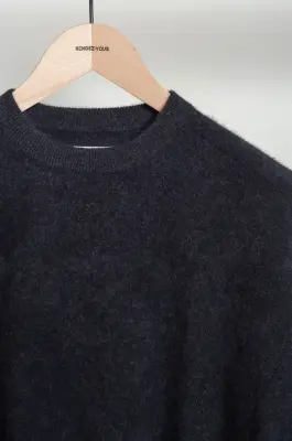 Kaptain Sunshine – KS26FKN07 Cashmere Knit Crew Pullover – TOP CHARCOAL — photo 4