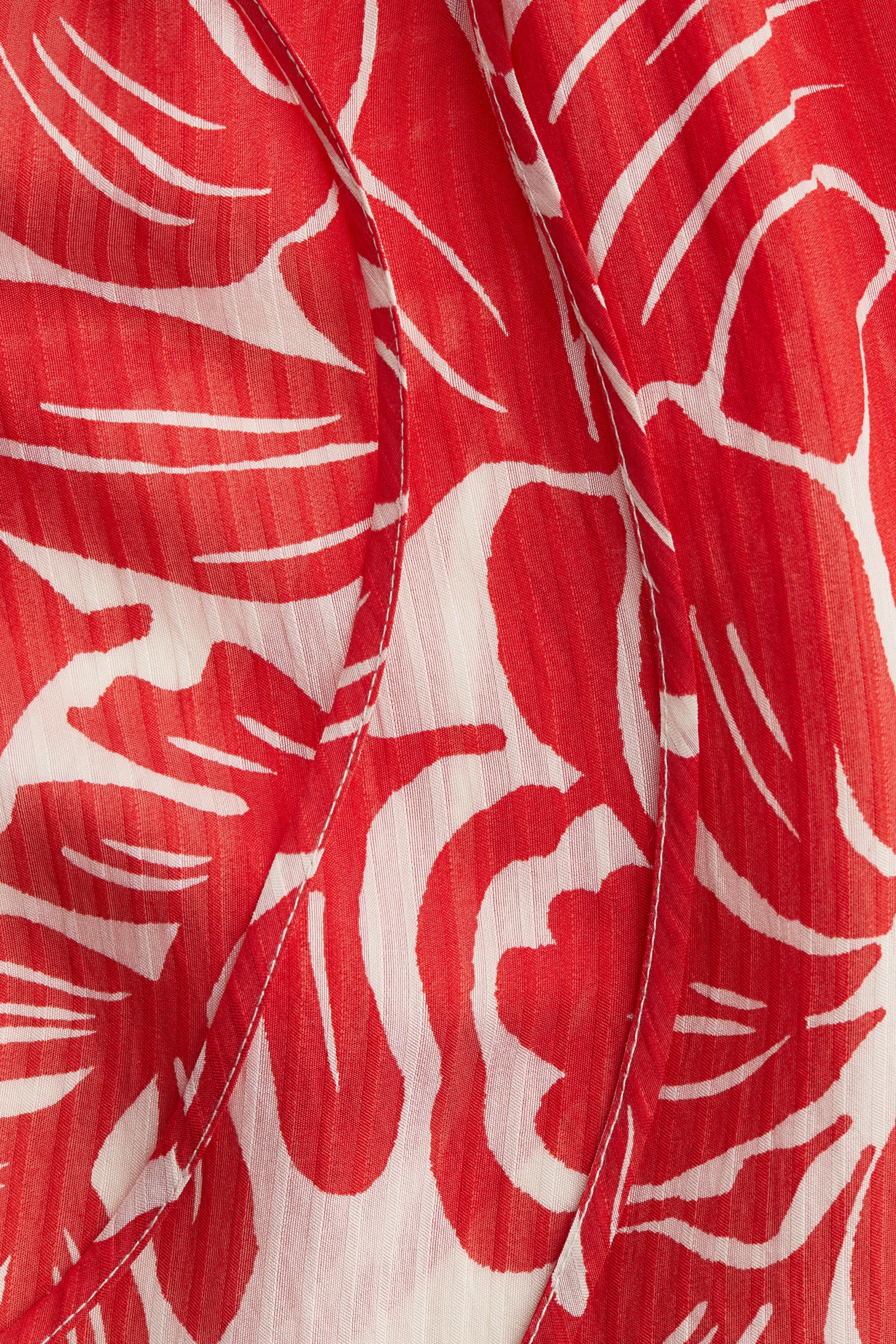 Robe volumineuse - Blanc/rouge/fleuri