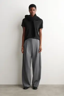 T-SHIRT LIN COL V - NOIR — photo 1