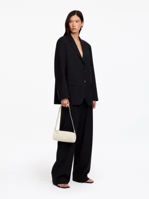 Sac à bandoulière cylindrique en cuir - Blanc cassé — photo 1