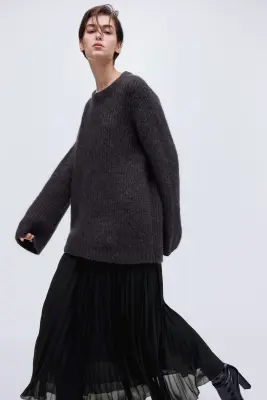 Jupe en mousseline plissée - Noir — photo 1
