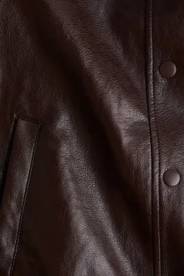 Veste croisée en tissu enduit - Marron foncé — photo 5