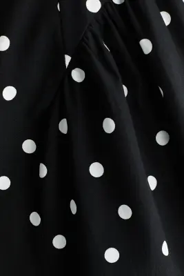Robe midi avec jupe évasée - Noir/pois — photo 4