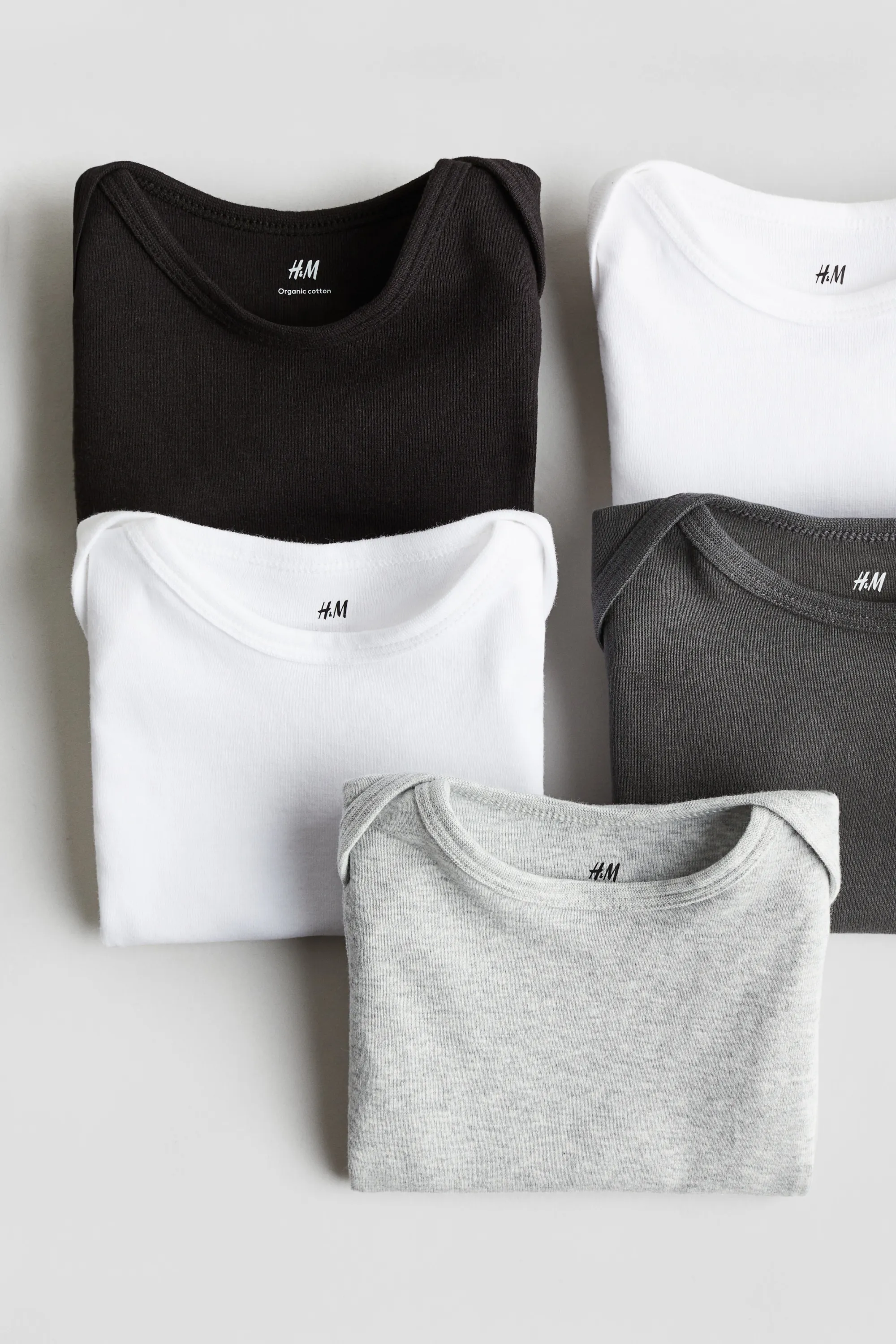Lot de 5 bodies en coton - Dark grey/Light grey marl