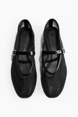 Ballerines façon babies en mesh - Noir — photo 1