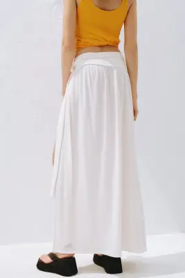 Jupe portefeuille maxi - Crème — photo 2