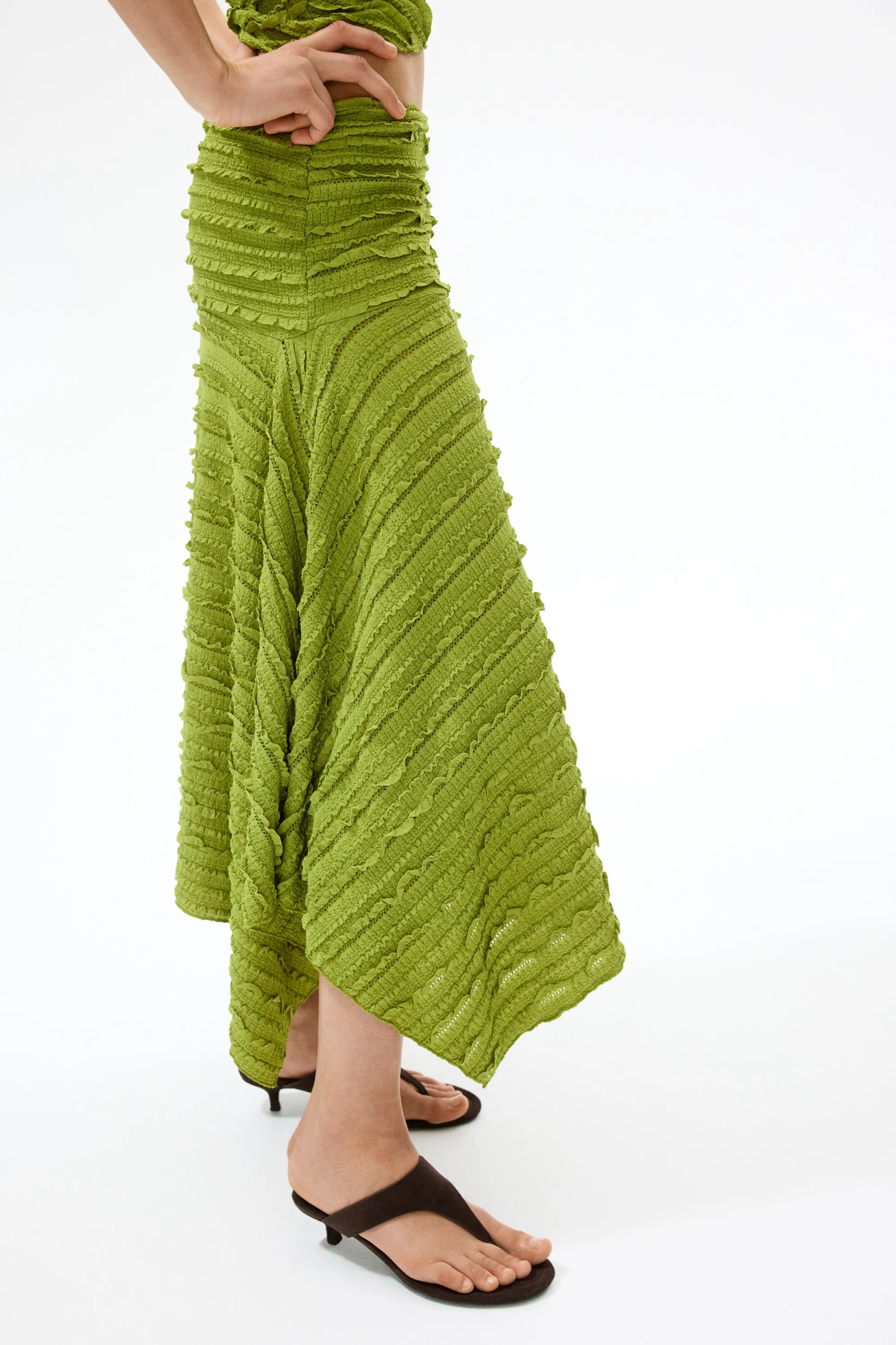 Jupe à pointes avec bords volantés - Vert lime ancien