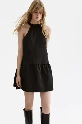 Robe en tissu jacquard - Noir — photo 2