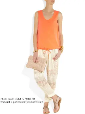 Débardeur bretelles larges en soie orange fluo Px boutique 350€ Taille M — photo 2