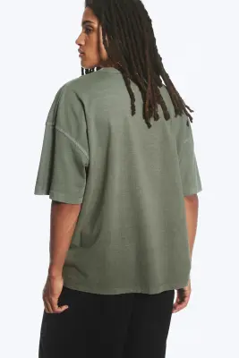 T-shirt oversize carré - Vert kaki cendré clair — photo 2