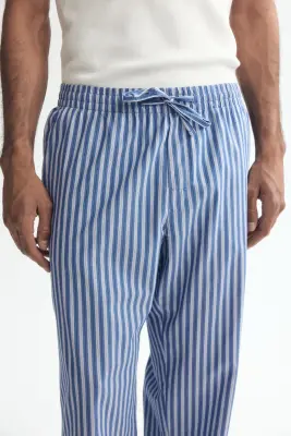 Pantalon Relaxed Fit en popeline - Bleu/rayé — photo 2