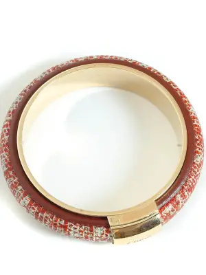 Bracelet en laiton doré et cuir bordeaux Prix boutique 340€ — photo 3