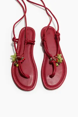 Sandales à brides fines - Rouge — photo 2