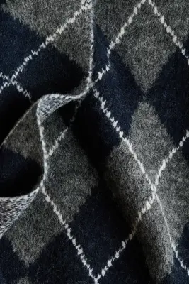 Pull avec détail façon écharpe - Gris foncé/motif argyle — photo 3