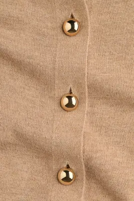 Gilet à col cheminée - Beige chiné — photo 5