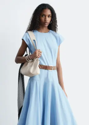 Robe midi en popeline de coton - Bleu clair — photo 2