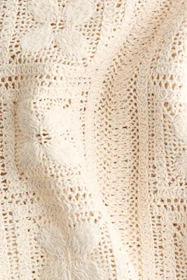 Short en soie mélangée façon crochet - Beige — photo 2
