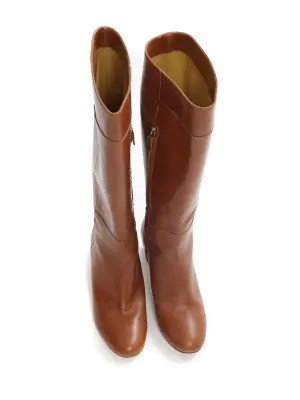 Bottes hauteur genoux en cuir marron cognac à petit talon Prix boutique750€ Taille 37 — photo 4