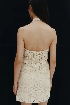 Top dos nu façon crochet avec perles fantaisie - Crème — photo 3