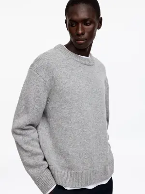Pull en maille de laine épaisse - Gris clair chiné — photo 4
