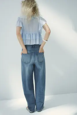 Barrel High Waist Jeans - Bleu denim clair — photo 4