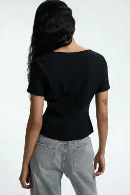 Top à boutons - Noir — photo 2