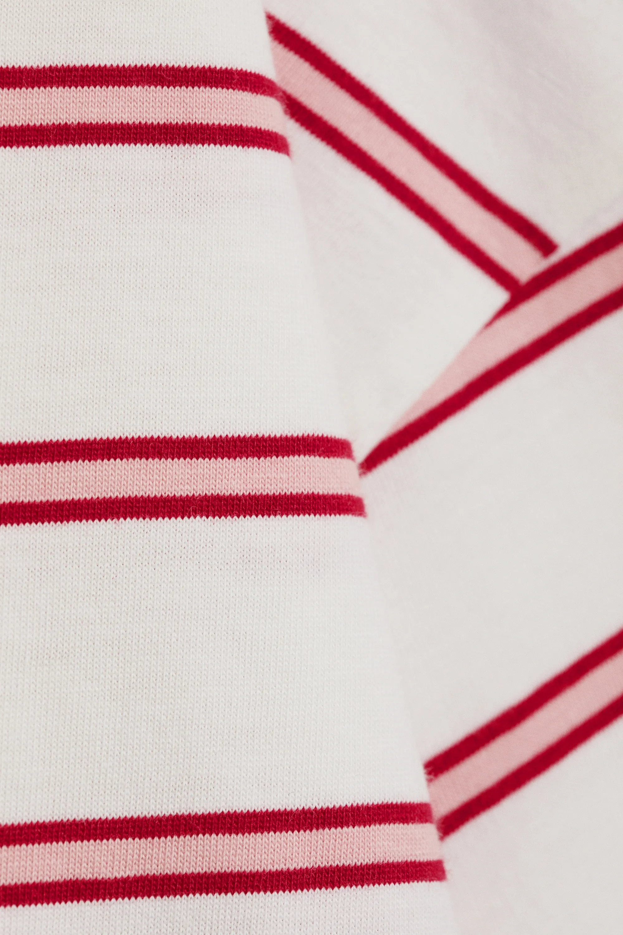 T-shirt en coton à manches longues - Blanc - Rayures roses/rouges
