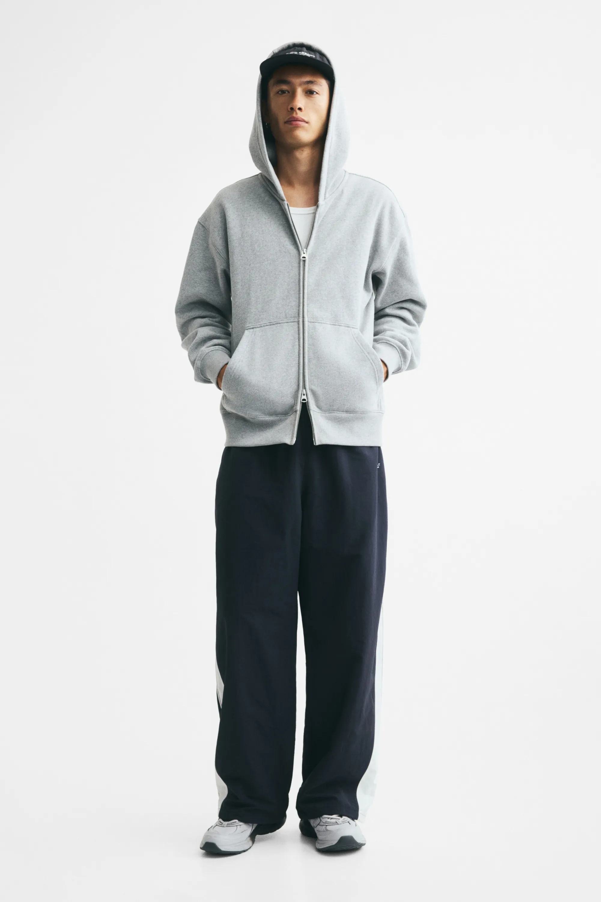Veste à capuche zippée Relaxed Fit - Gris clair chiné