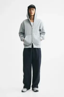 Veste à capuche zippée Relaxed Fit - Gris clair chiné — photo 1