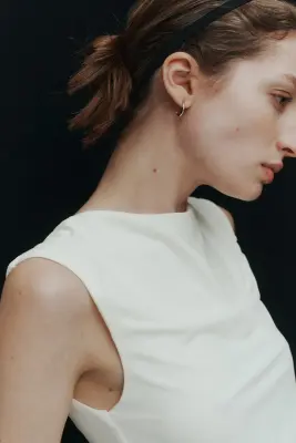 Top à effet drapé avec encolure bateau - Blanc — photo 2