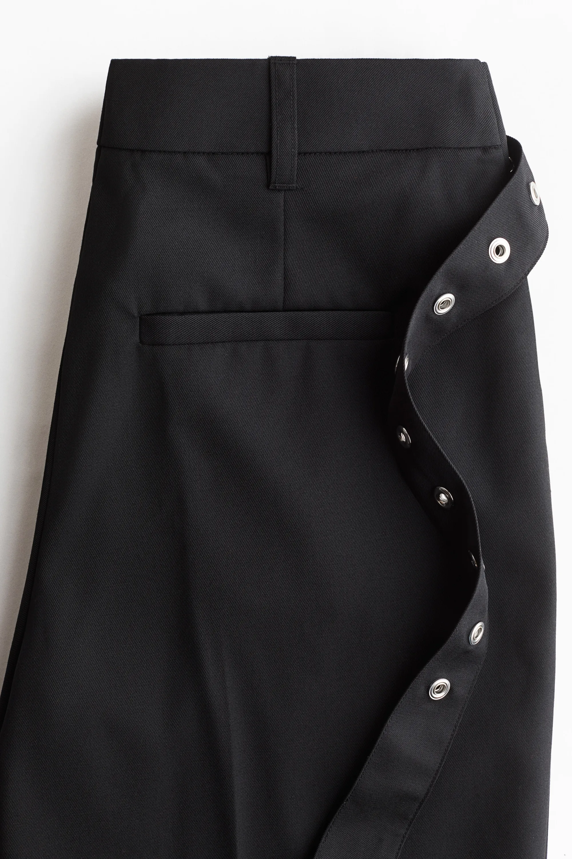 Pantalon à effet croisé en laine mélangée - Noir