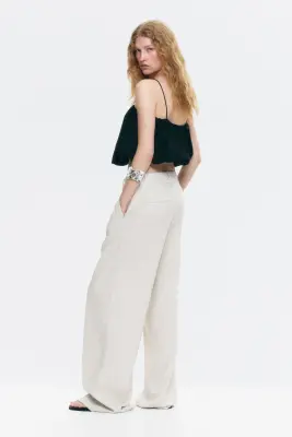 Pantalon chic à jambes larges - Beige clair — photo 3