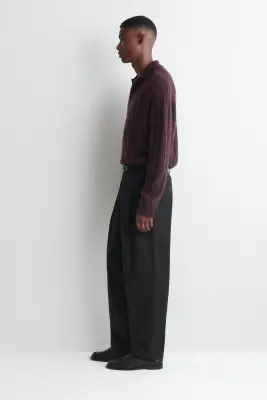 PULL POLO EN MAILLE DE CACHEMIRE TORSADÉE - BORDEAUX — photo 4
