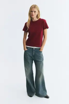 T-shirt ajusté - Rouge foncé — photo 2