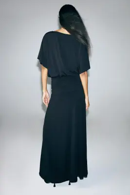 Robe maxi à effet drapé - Noir — photo 2