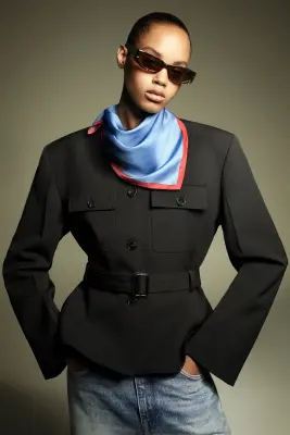 VESTE PÉPLUM CEINTURÉE - NOIR — photo 1