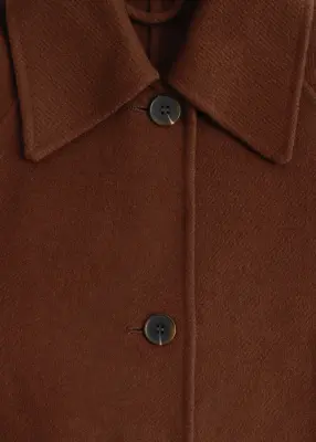 Manteau trois-quarts en laine à ceinture à nouer - Marron Clair — photo 2