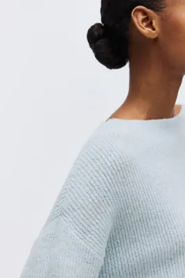 Pull oversize à encolure bateau - Bleu clair — photo 2