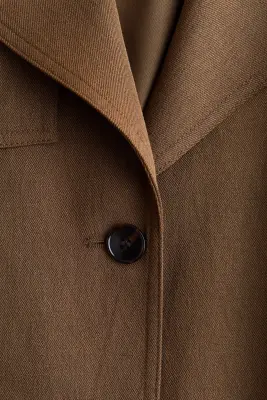 Manteau cape en lin mélangé - Vert olive foncé — photo 4