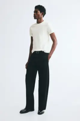 T-shirt côtelé Slim Fit - Crème — photo 1